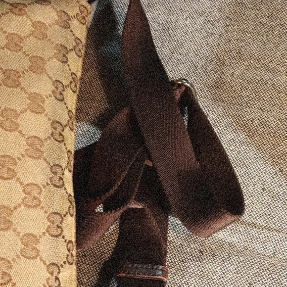 Authentic Gucci Beige and Brown Monogram Shoulder Bag - Picture 10 of 10